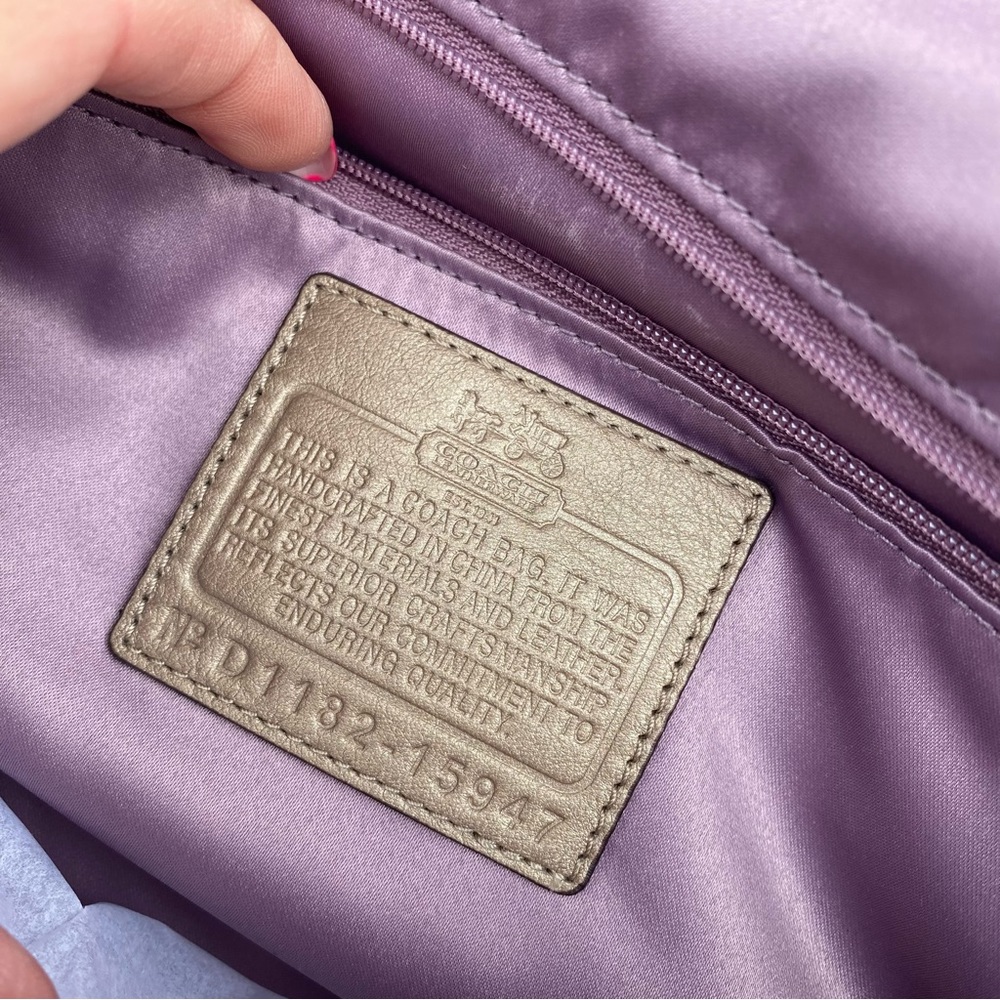 EUC Coach Metallic Oyster Lg Gathered Sophia - Picture 6 of 9